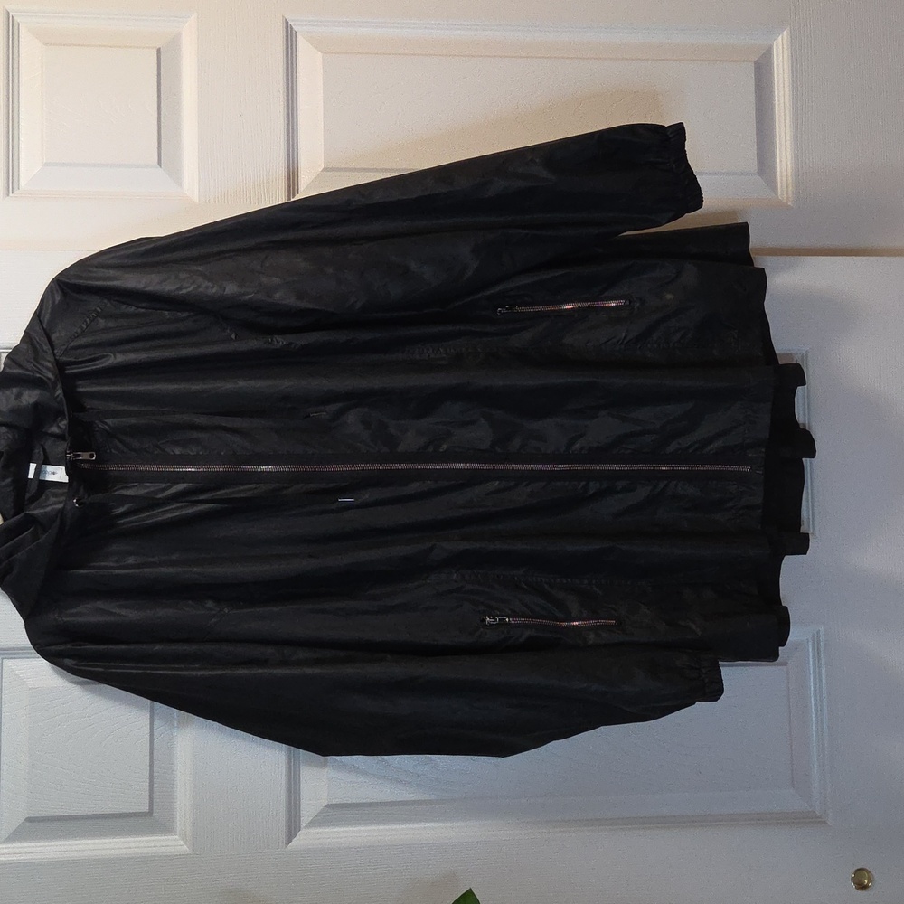 Ideology Black Rain Jacket with Hood - Picture 3 of 6